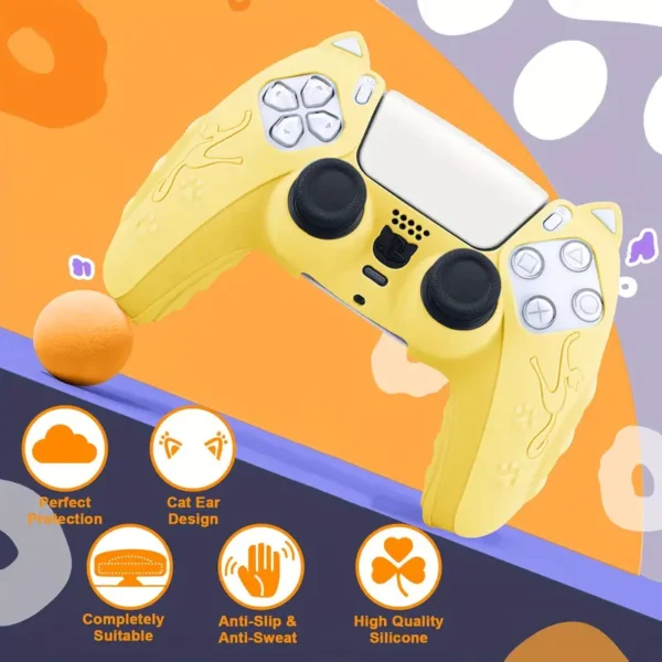 Cute Cartoon Cat Ear Silicone Case For Ps5 Controller