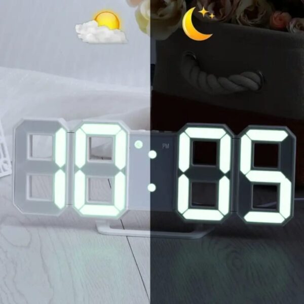 3D LED Digital Clock white color