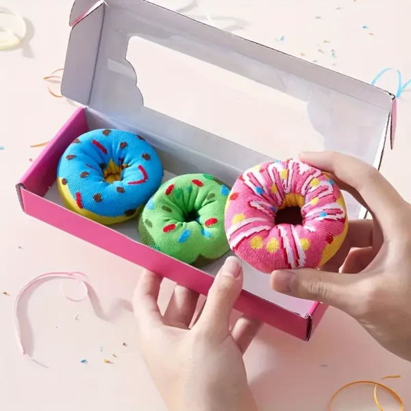 3Pairs Donut Design socks