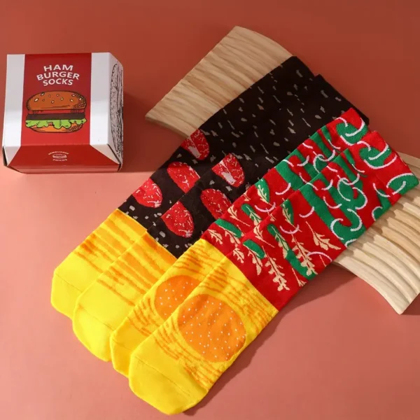 2Pairs Bright Color Hamburger Pattern socks