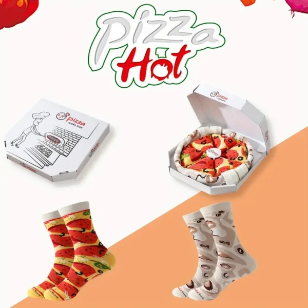 4Pairs Of Funny Pizza Design Socks