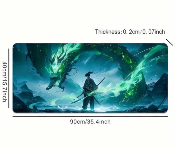 Swordsman and green dragon Mousepad