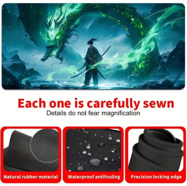 Swordsman and green dragon Mousepad