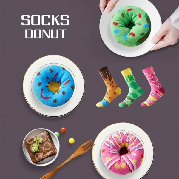 3Pairs Donut Design socks