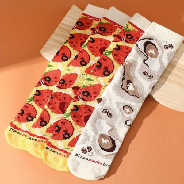 4Pairs Of Funny Pizza Design Socks