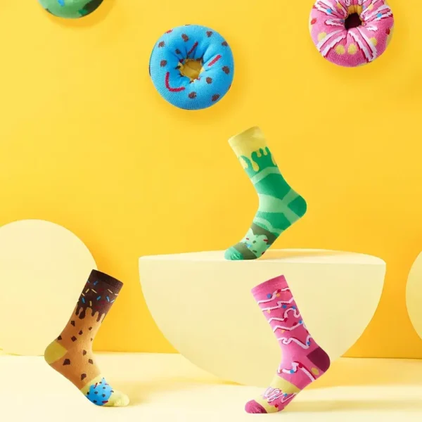 3Pairs Donut Design socks
