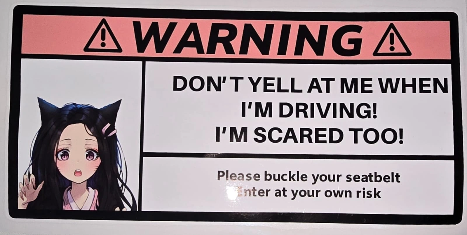 Nezuko warning car sticker (A)