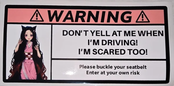 Nezuko warning car sticker (B)