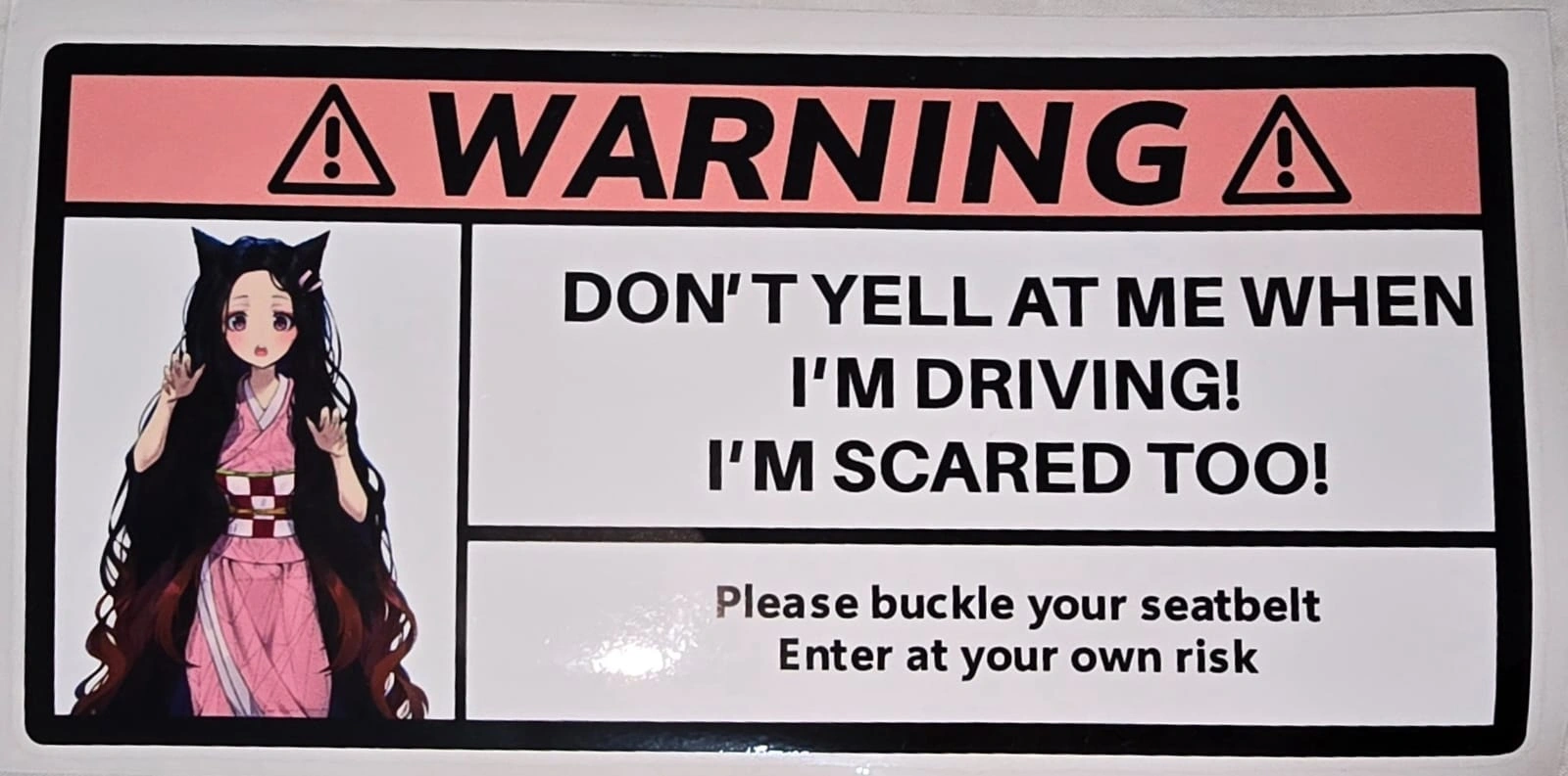 Nezuko warning car sticker (B)